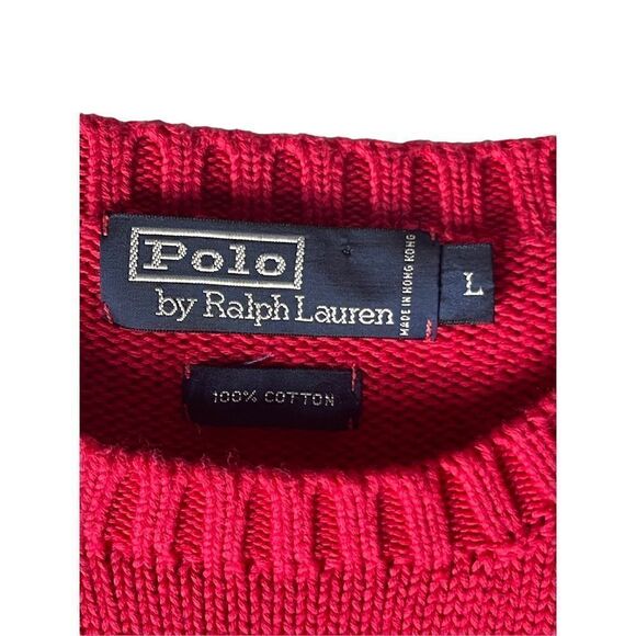 Vintage Polo Ralph Lauren Men’s Crewneck Knit Sweater Raspberry Red Size Large - Picture 2 of 5